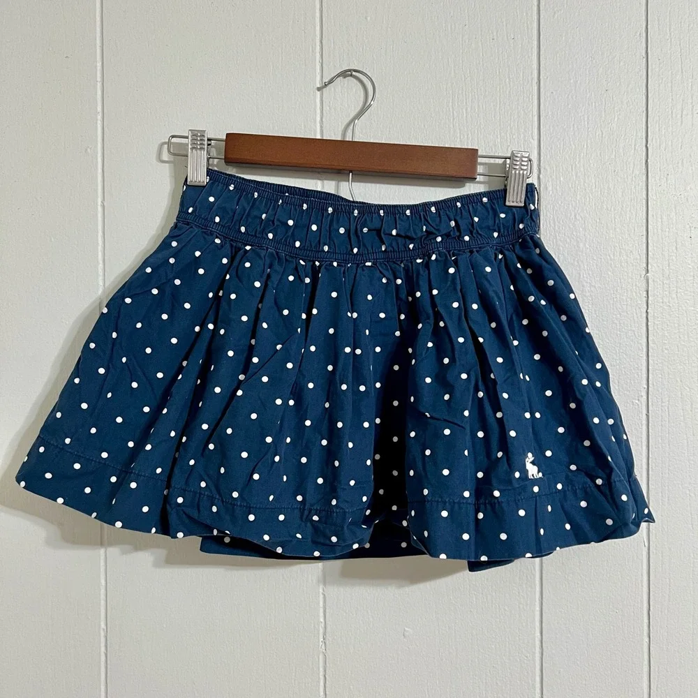 Abercrombie Kids Girls Navy White‎ Polka Dot Skirt Elastic Waist Bow Detail XL